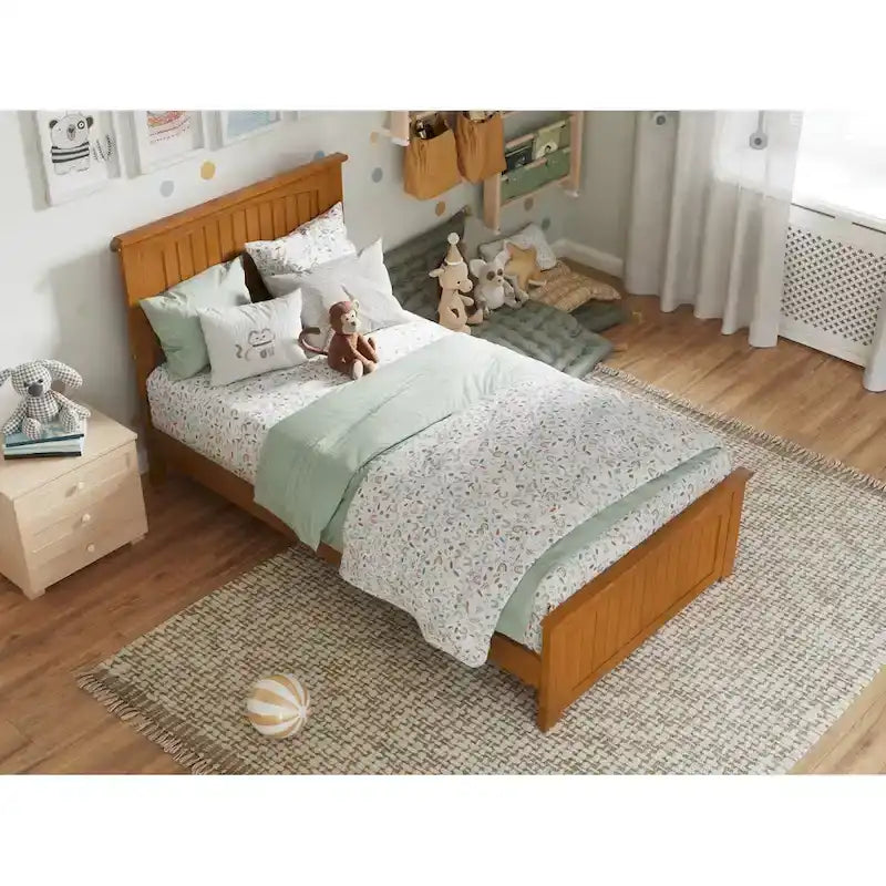 Lit plateforme profil bas Nantucket avec pied de lit assorti