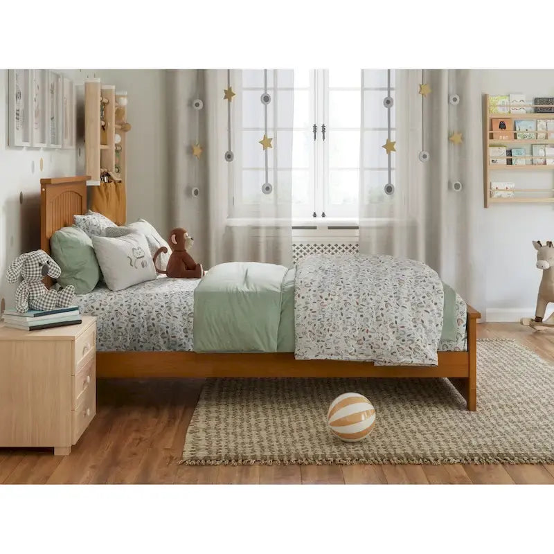 Lit plateforme profil bas Nantucket avec pied de lit assorti