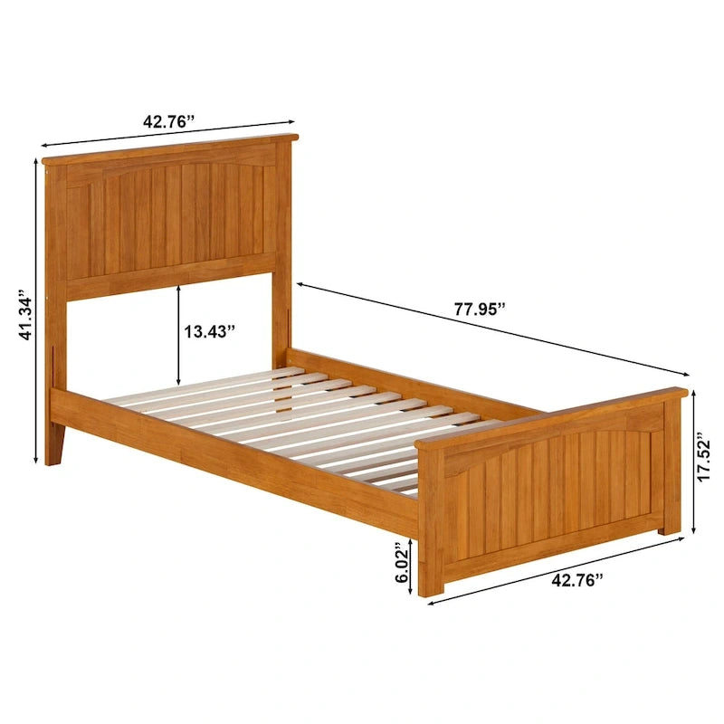 Lit plateforme profil bas Nantucket avec pied de lit assorti