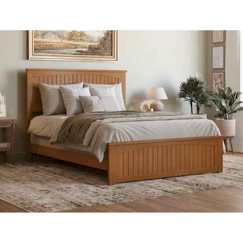 Lit plateforme profil bas Nantucket avec pied de lit assorti