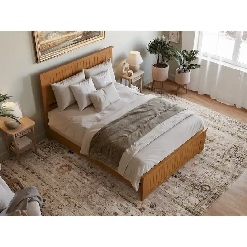 Lit plateforme profil bas Nantucket avec pied de lit assorti