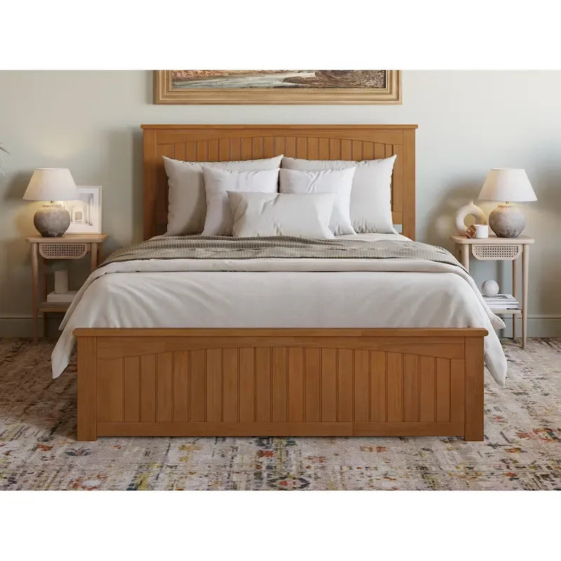 Lit plateforme profil bas Nantucket avec pied de lit assorti