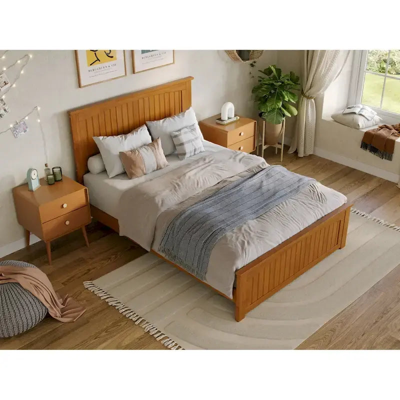 Lit plateforme profil bas Nantucket avec pied de lit assorti