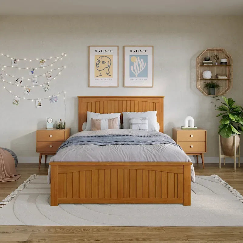 Lit plateforme profil bas Nantucket avec pied de lit assorti