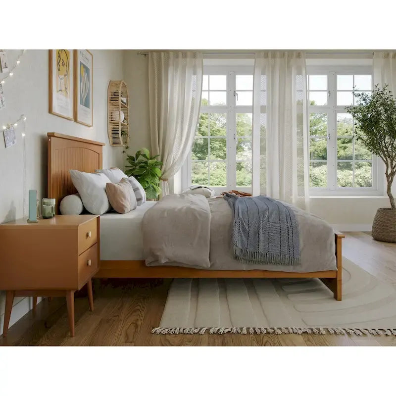 Lit plateforme profil bas Nantucket avec pied de lit assorti