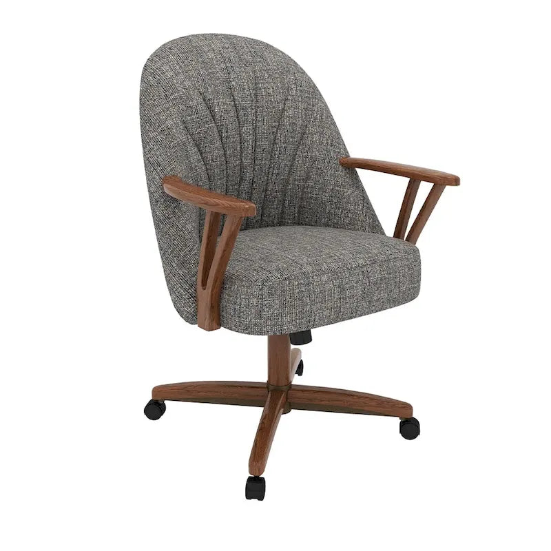 Chaise de salle à manger à roulettes Chromcraft Cliff, finition noyer