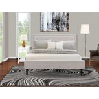 Ensemble de chambre à coucher East West Furniture King Size avec 1 cadre de lit et tables de chevet – Tissu lin beige brume (options de pièces)