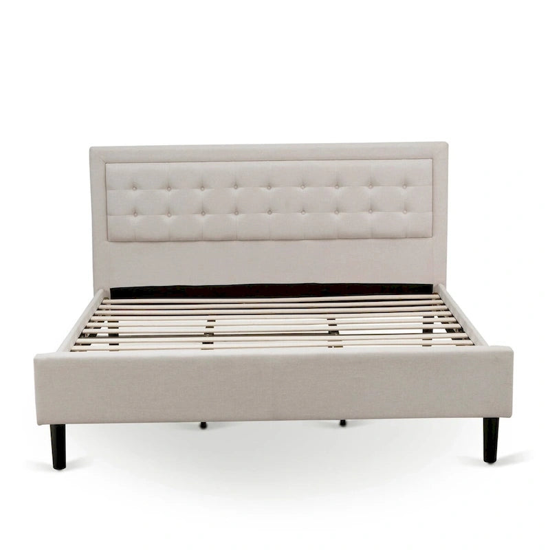 Ensemble de chambre à coucher East West Furniture King Size avec 1 cadre de lit et tables de chevet – Tissu lin beige brume (options de pièces)