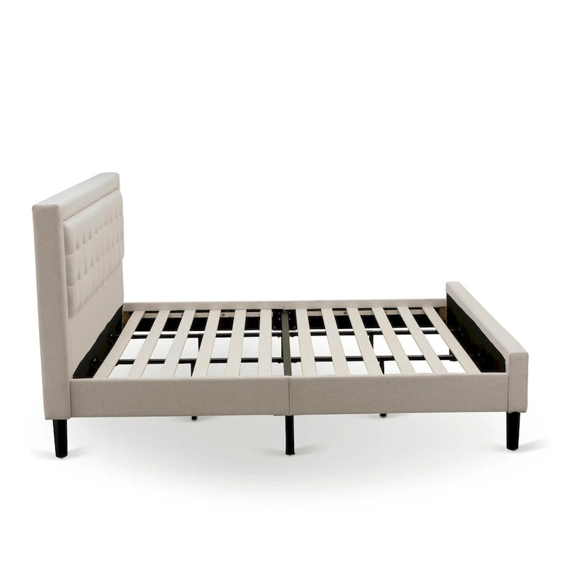 Ensemble de chambre à coucher East West Furniture King Size avec 1 cadre de lit et tables de chevet – Tissu lin beige brume (options de pièces)