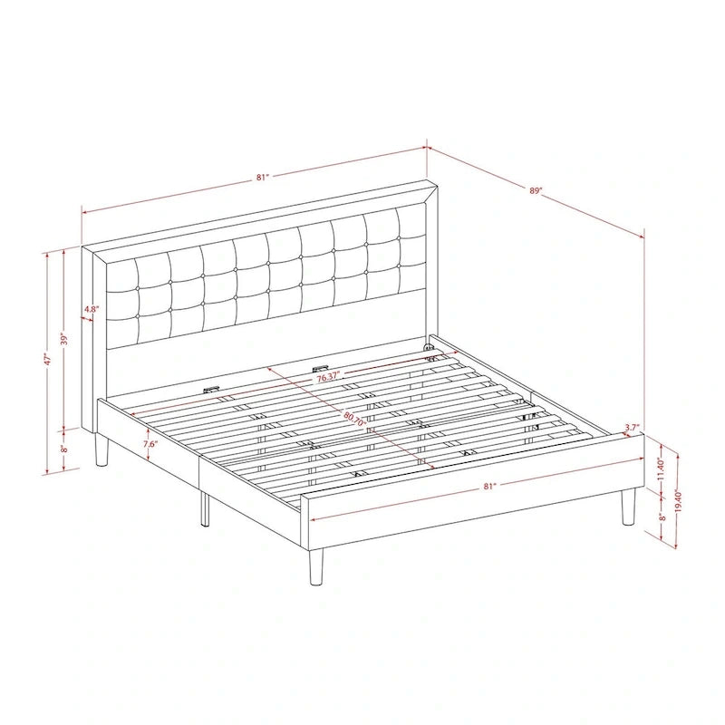 Ensemble de chambre à coucher East West Furniture King Size avec 1 cadre de lit et tables de chevet – Tissu lin beige brume (options de pièces)
