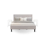 Ensemble de chambre à coucher East West Furniture King Size avec 1 cadre de lit et tables de chevet – Tissu lin beige brume (options de pièces)