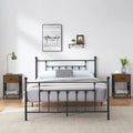 Ensemble de chambre à coucher 3 pièces Javlergo avec cadre de lit plateforme en métal et ensemble de 2 tables de nuit
