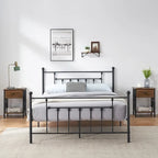 Ensemble de chambre à coucher 3 pièces Javlergo avec cadre de lit plateforme en métal et ensemble de 2 tables de nuit