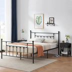 Ensemble de chambre à coucher 3 pièces Javlergo avec cadre de lit plateforme en métal et ensemble de 2 tables de nuit