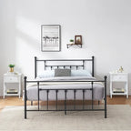Ensemble de chambre à coucher 3 pièces Javlergo avec cadre de lit plateforme en métal et ensemble de 2 tables de nuit