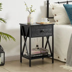 Ensemble de chambre à coucher 3 pièces Javlergo avec cadre de lit plateforme en métal et ensemble de 2 tables de nuit