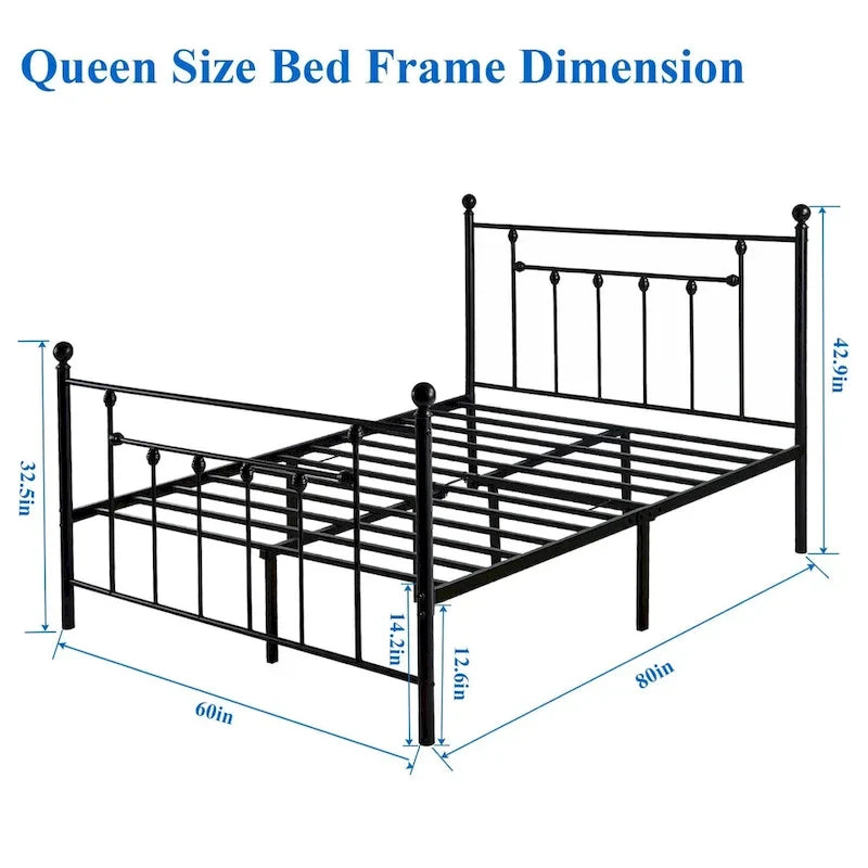 Ensemble de chambre à coucher 3 pièces Javlergo avec cadre de lit plateforme en métal et ensemble de 2 tables de nuit