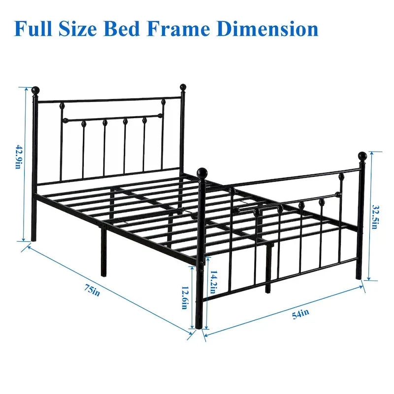 Ensemble de chambre à coucher 3 pièces Javlergo avec cadre de lit plateforme en métal et ensemble de 2 tables de nuit