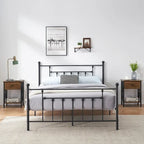 Ensemble de chambre à coucher 3 pièces Javlergo avec cadre de lit plateforme en métal et ensemble de 2 tables de nuit