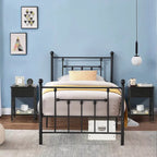 Ensemble de chambre à coucher 3 pièces Javlergo avec cadre de lit plateforme en métal et ensemble de 2 tables de nuit