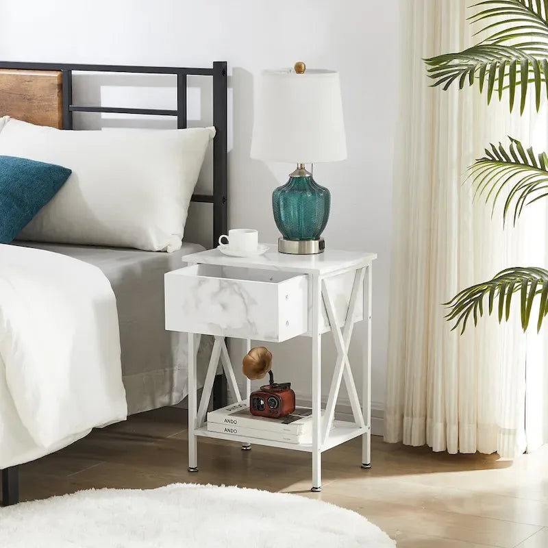 Ensemble de chambre à coucher 3 pièces Javlergo avec cadre de lit plateforme en métal et ensemble de 2 tables de nuit