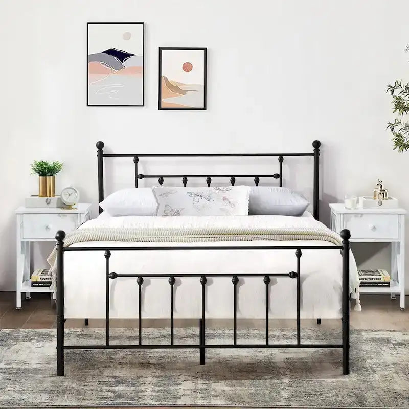 Ensemble de chambre à coucher 3 pièces Javlergo avec cadre de lit plateforme en métal et ensemble de 2 tables de nuit