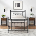 Ensemble de chambre à coucher 3 pièces Javlergo avec cadre de lit plateforme en métal et ensemble de 2 tables de nuit