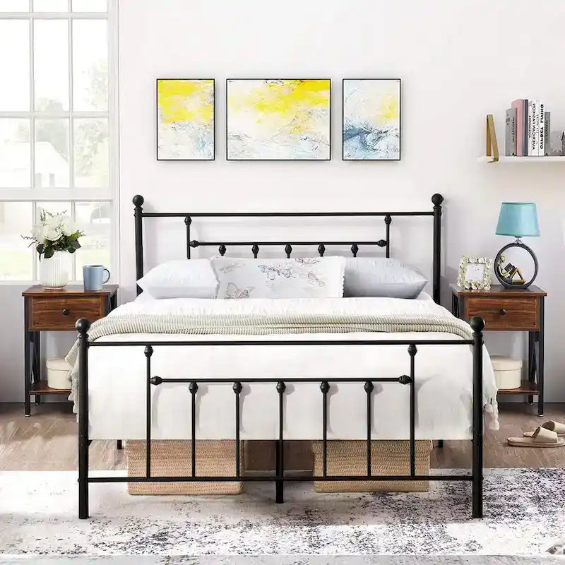 Ensemble de chambre à coucher 3 pièces Javlergo avec cadre de lit plateforme en métal et ensemble de 2 tables de nuit