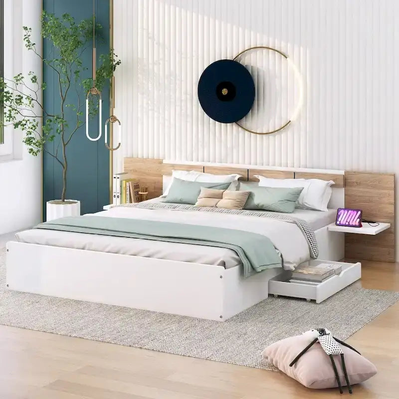 Lit plateforme queen-size avec tête de lit