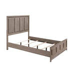 Lit King Size Sea, design moderne rustique, tête de lit à panneaux, bois marron