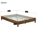 MUSEHOMEINC Cadre de lit 12 pouces en bois massif style rustique, élimine le besoin de sommier, finition naturelle
