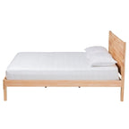 Lit plateforme sculpté en nid d'abeille naturel Hosea Japandi, grand lit