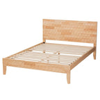 Lit plateforme sculpté en nid d'abeille naturel Hosea Japandi, grand lit