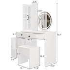 Coiffeuse avec multiprise et miroir LED à trois tons – S.O.