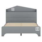 Ensemble de chambre à coucher 3 pièces de taille double, lit cabane avec tête de lit de rangement, table de chevet en bois et commode de rangement, gris