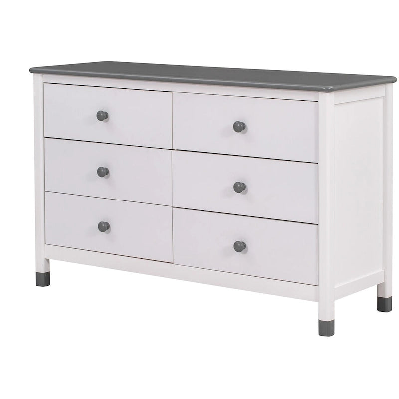 Ensemble de chambre à coucher 3 pièces de taille double, lit cabane avec tête de lit de rangement, table de chevet en bois et commode de rangement, gris