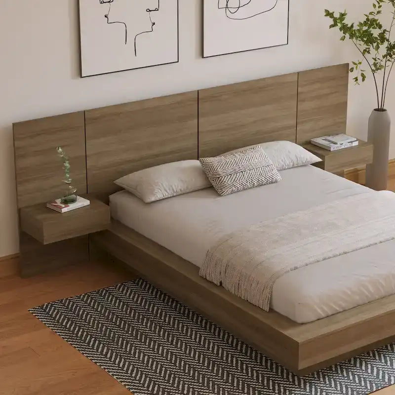 Ensemble de chambre à coucher 4 pièces Napa avec table de chevet flottante