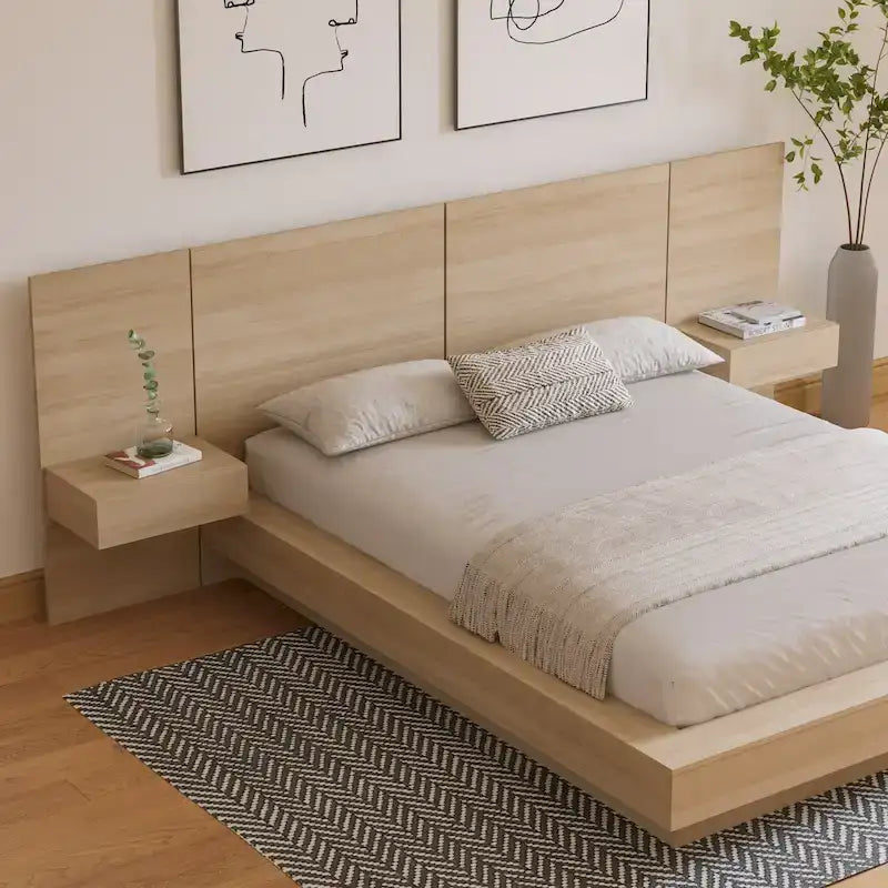 Ensemble de chambre à coucher 4 pièces Napa avec table de chevet flottante