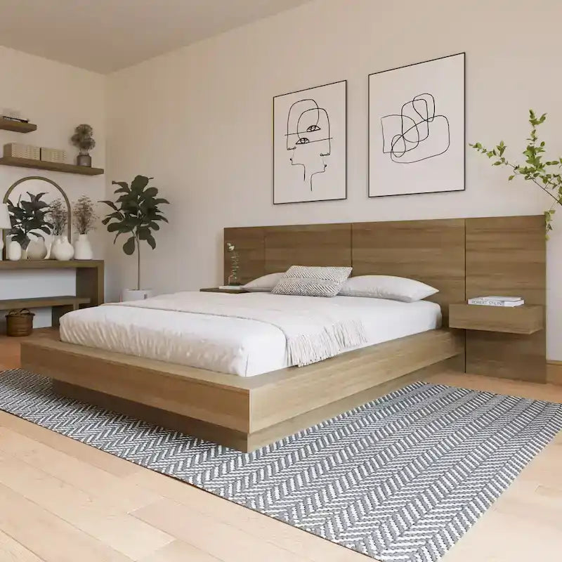 Ensemble de chambre à coucher 4 pièces Napa avec table de chevet flottante