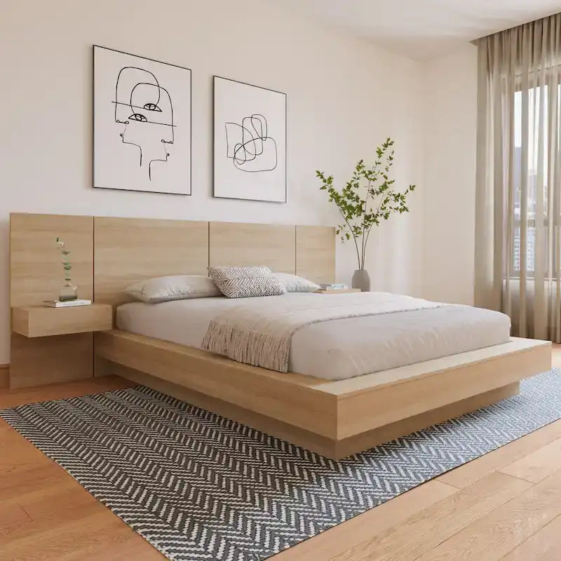Ensemble de chambre à coucher 4 pièces Napa avec table de chevet flottante