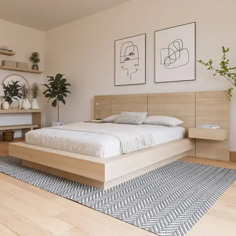 Ensemble de chambre à coucher 4 pièces Napa avec table de chevet flottante