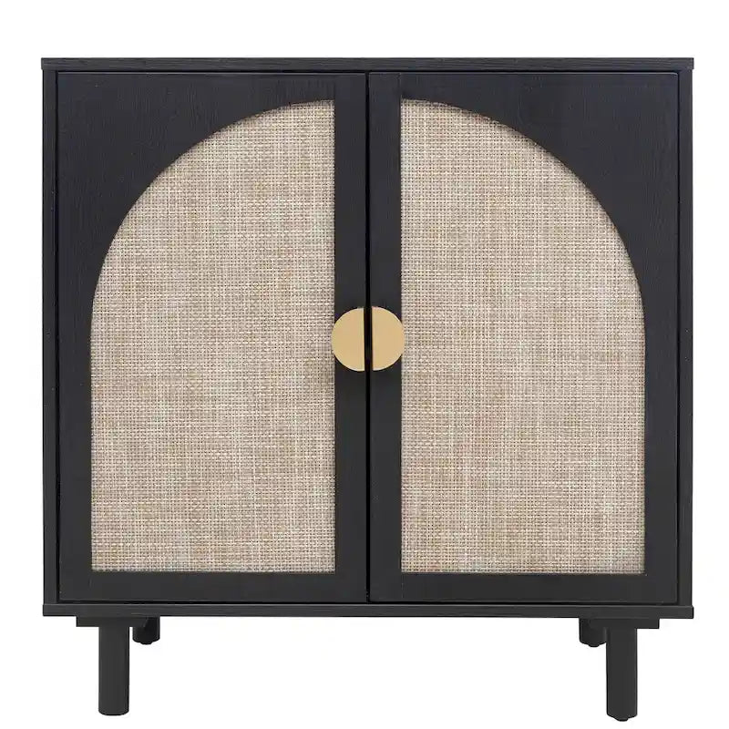 Commode de chambre à 2 portes avec étagères réglables et poignée métallique
