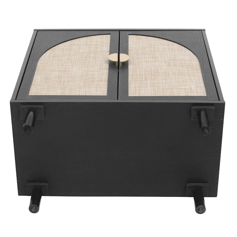 Commode de chambre à 2 portes avec étagères réglables et poignée métallique