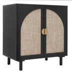 Commode de chambre à 2 portes avec étagères réglables et poignée métallique