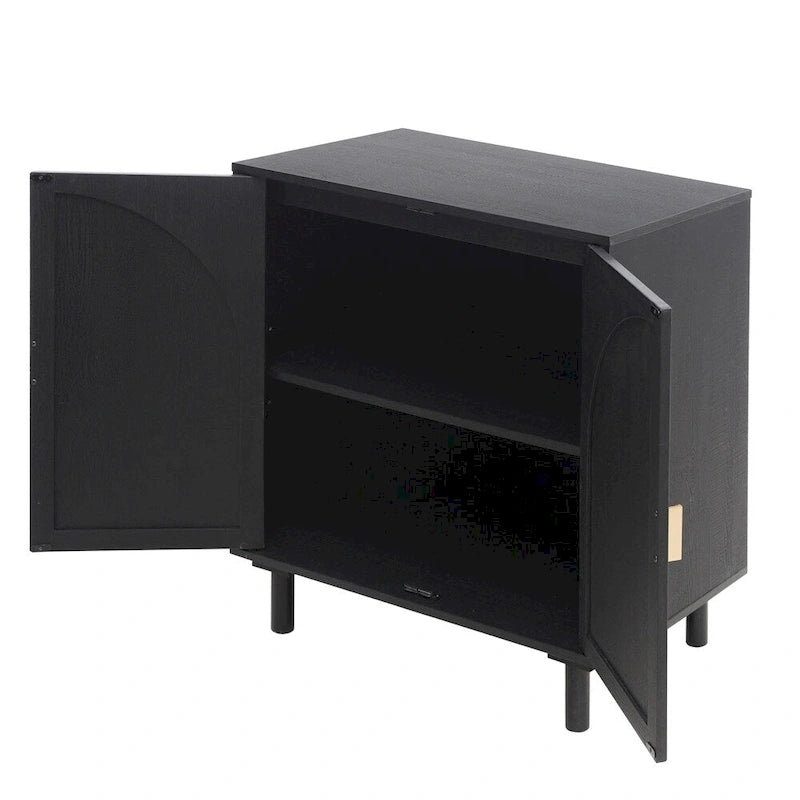 Commode de chambre à 2 portes avec étagères réglables et poignée métallique