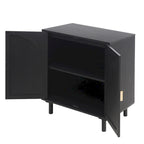 Commode de chambre à 2 portes avec étagères réglables et poignée métallique