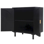 Commode de chambre à 2 portes avec étagères réglables et poignée métallique