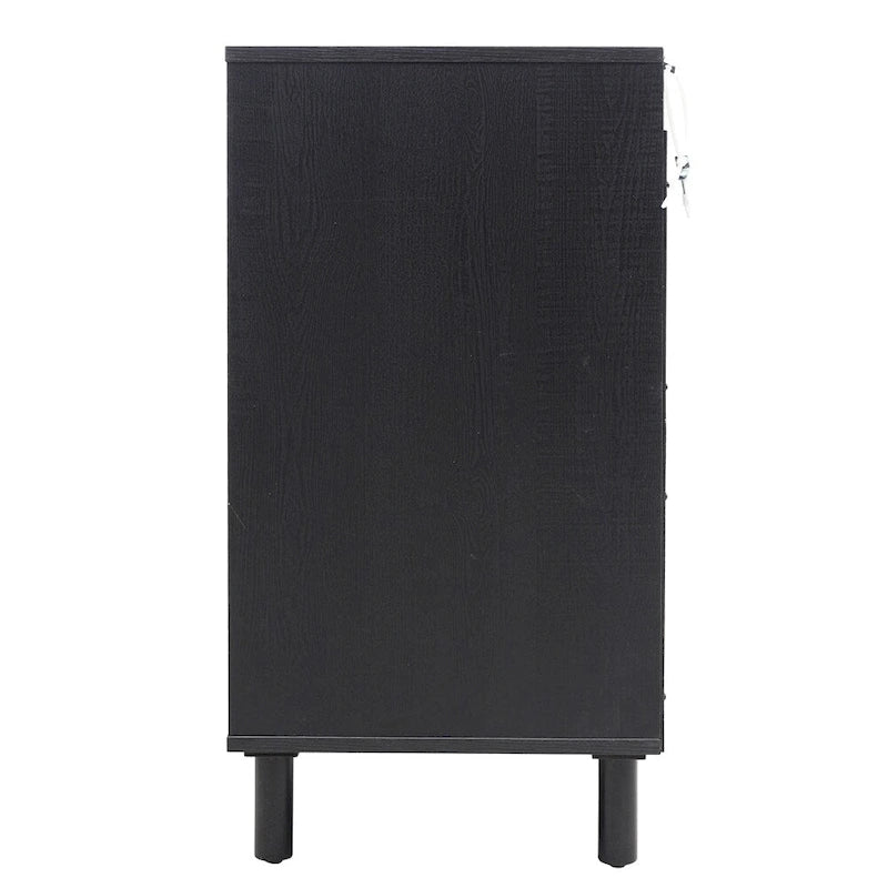 Commode de chambre à 2 portes avec étagères réglables et poignée métallique