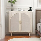 Commode de chambre à 2 portes avec étagères réglables et poignée métallique