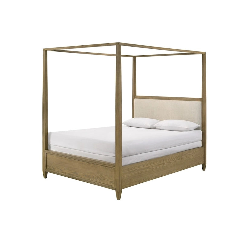 Ensemble de chambre à coucher Newell 5 pièces avec baldaquin rembourré marron clair